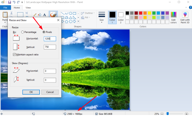 reduce dimensions by percentage