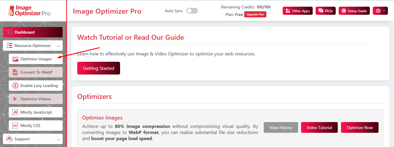 Image Optimizer Pro Dashboard