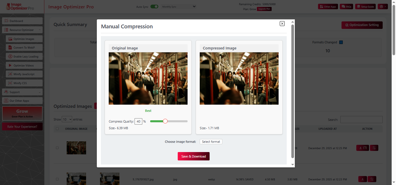 Image Optimizer Pro Manual Compression for Ecwid