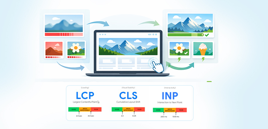 Image Optimization & Core Web Vitals: LCP, CLS, INP Guide