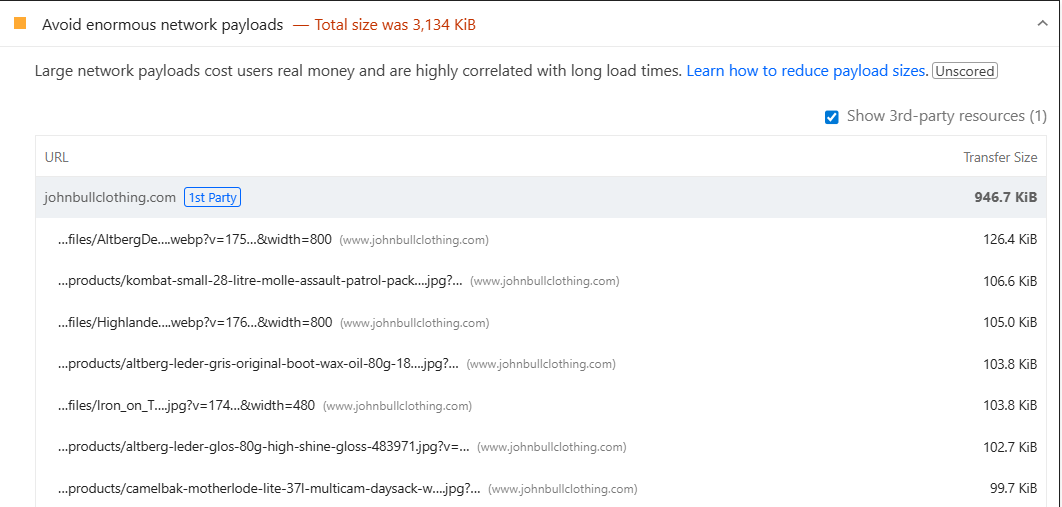 Excessive Image Payload 