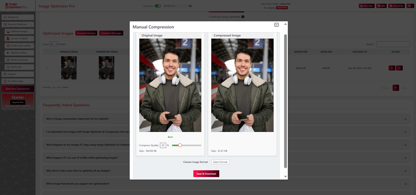 Manually Compress Images